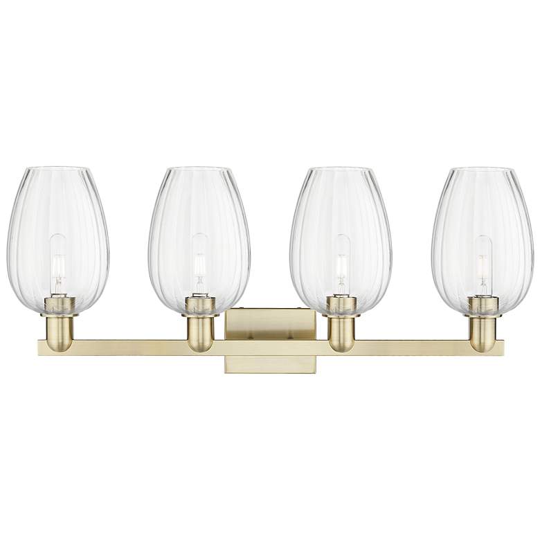 Image 2 Preston 36"W 4 Light Antique Brass Bath Light With Clear Flute Shade more views