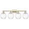 Preston 36"W 4 Light Antique Brass Bath Light With Clear Globe Shade