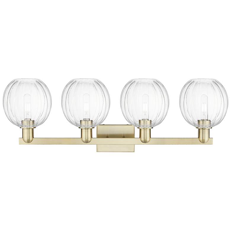 Image 2 Preston 36"W 4 Light Antique Brass Bath Light With Clear Globe Shade more views