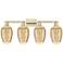 Preston 36"W 4 Light Antique Brass Bath Light With Mercury Flute Shade