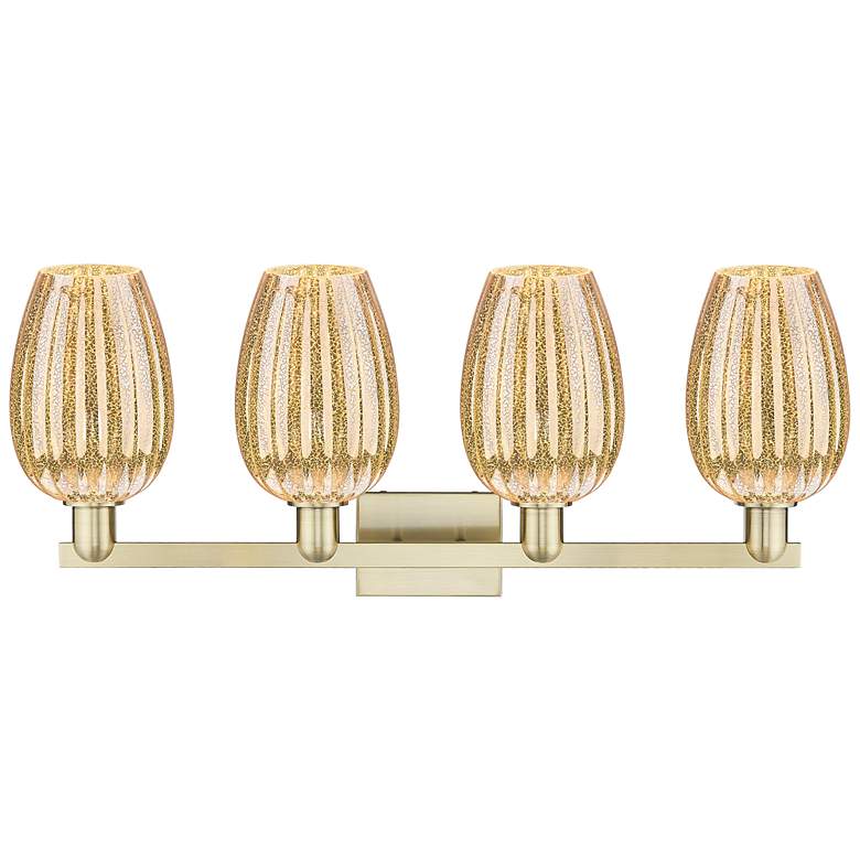 Image 2 Preston 36"W 4 Light Antique Brass Bath Light With Mercury Flute Shade more views