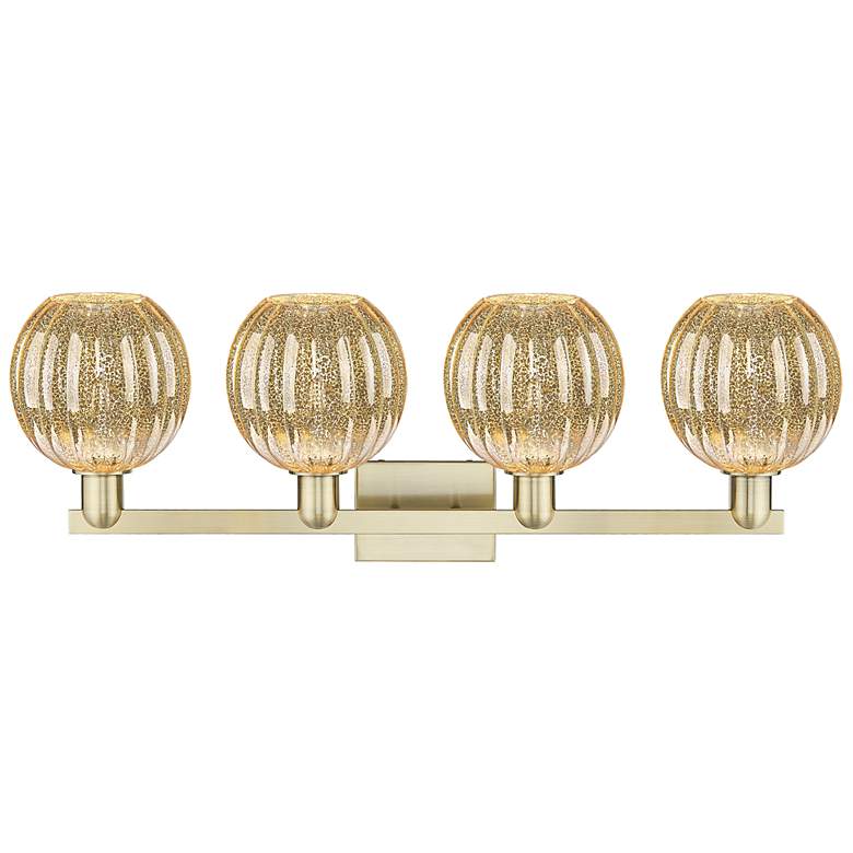 Image 2 Preston 36"W 4 Light Antique Brass Bath Light With Mercury Globe Shade more views