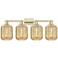 Preston 36"W 4 Light Antique Brass Bath Light With Mercury Jar Shade