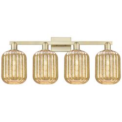 Preston 36"W 4 Light Antique Brass Bath Light With Mercury Jar Shade