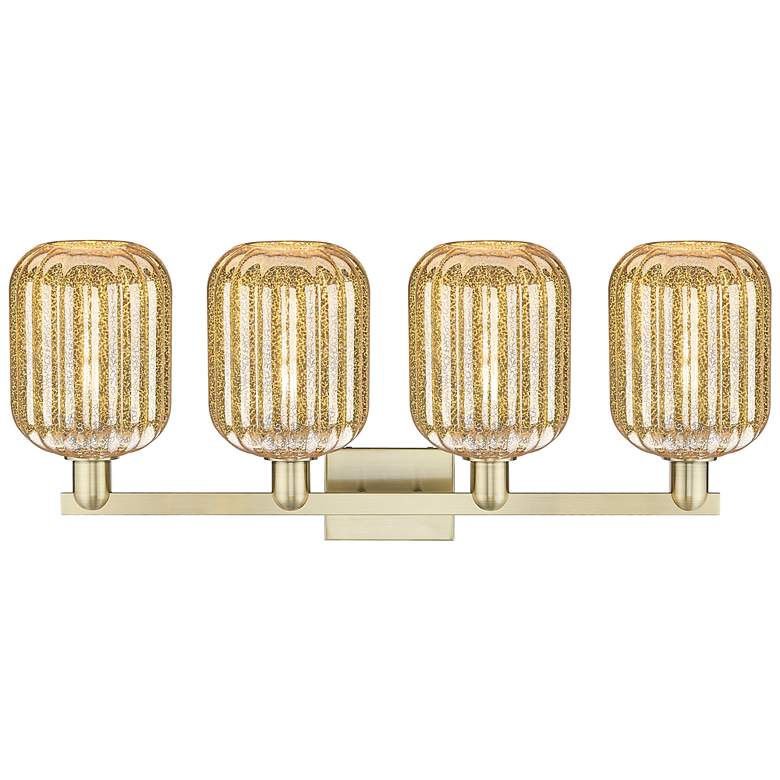 Image 2 Preston 36"W 4 Light Antique Brass Bath Light With Mercury Jar Shade more views