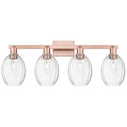 Preston 36"W 4 Light Antique Copper Bath Light With Bell Clear Shade