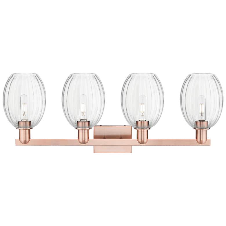 Image 2 Preston 36"W 4 Light Antique Copper Bath Light With Bell Clear Shade more views