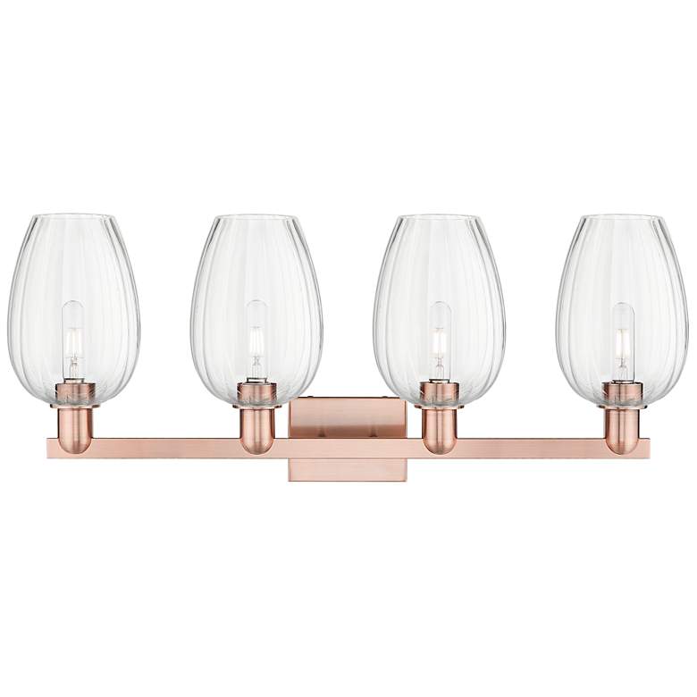 Image 2 Preston 36"W 4 Light Antique Copper Bath Light With Clear Flute Shade more views