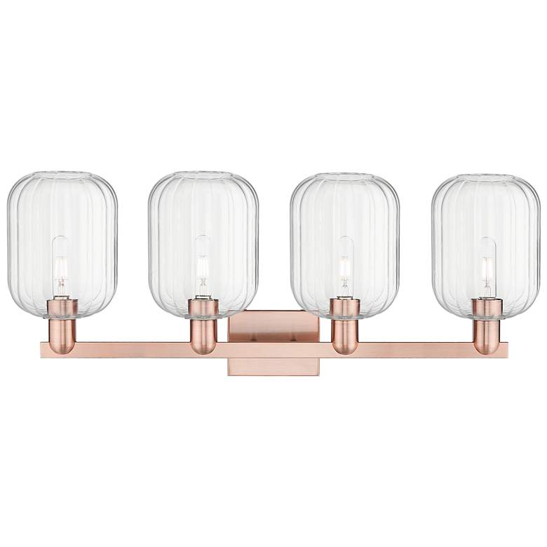 Image 2 Preston 36"W 4 Light Antique Copper Bath Light With Clear Jar Shade more views
