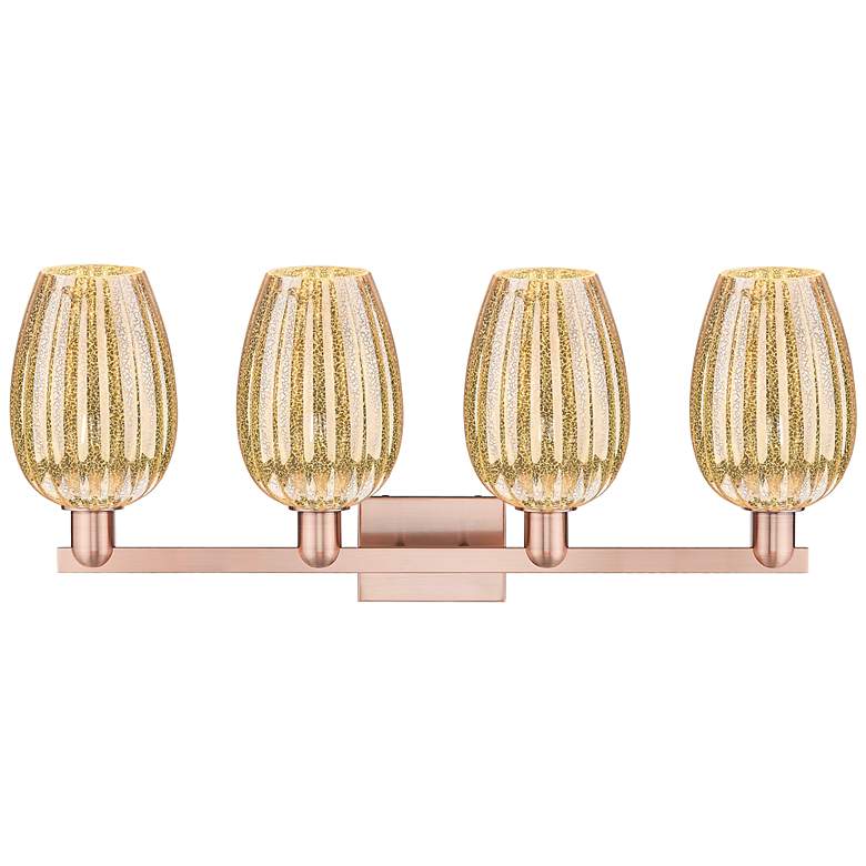 Image 2 Preston 36"W 4 Light Antique Copper Bath Light With Mercury Flute Shade more views
