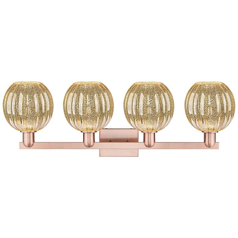 Image 2 Preston 36"W 4 Light Antique Copper Bath Light With Mercury Globe Shade more views