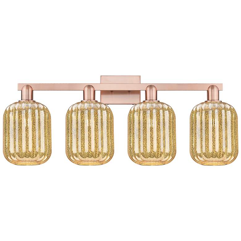 Image 1 Preston 36"W 4 Light Antique Copper Bath Light With Mercury Jar Shade
