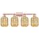 Preston 36"W 4 Light Antique Copper Bath Light With Mercury Jar Shade