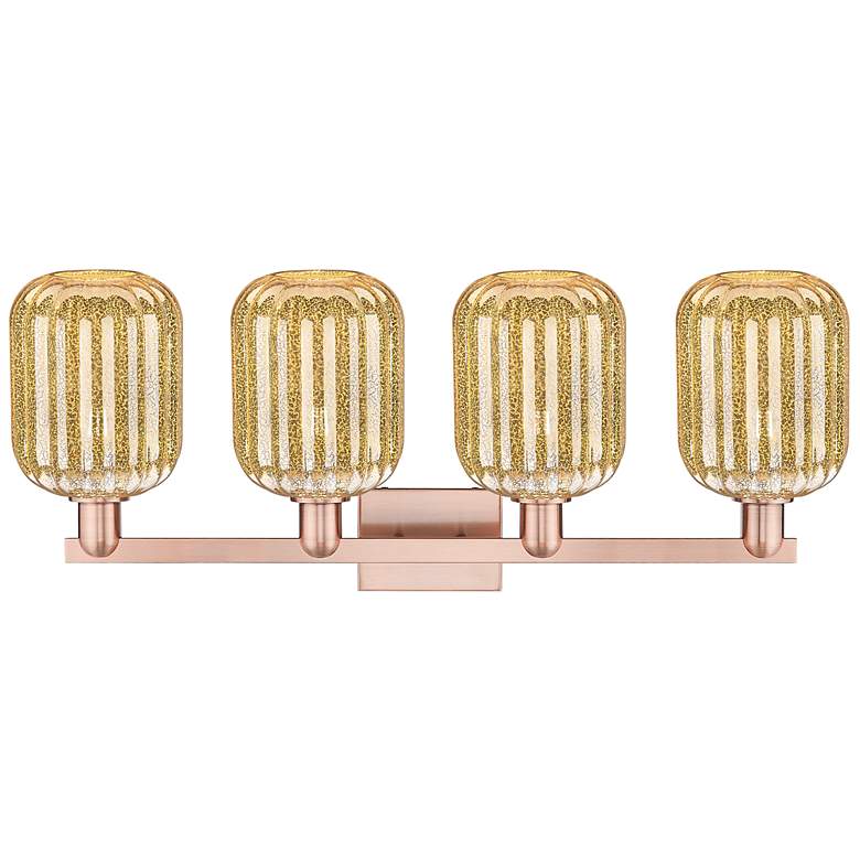 Image 2 Preston 36"W 4 Light Antique Copper Bath Light With Mercury Jar Shade more views
