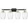 Preston 36"W 4 Light Black Brass Bath Light With Clear Flute Shade