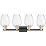 2_Preston 36"W 4 Light Black Brass Bath Light With Clear Flute Shade more views