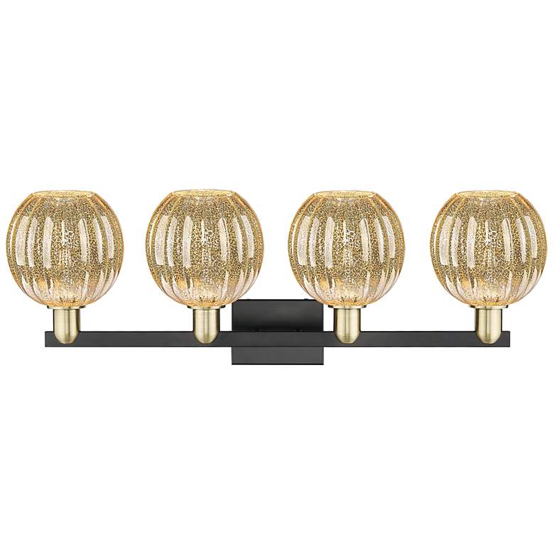 Image 2 Preston 36"W 4 Light Black Brass Bath Light With Mercury Globe Shade more views