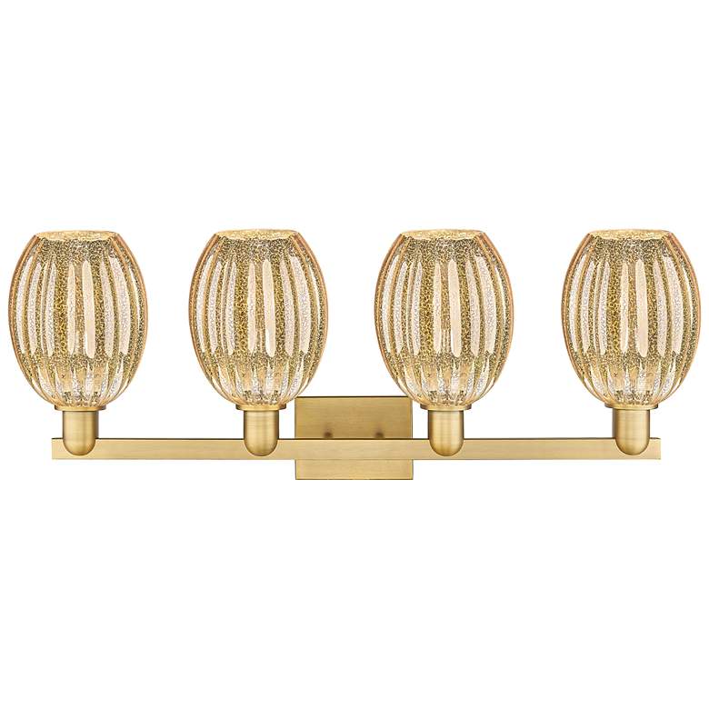 Image 2 Preston 36"W 4 Light Brushed Brass Bath Light With Bell Mercury Shade more views