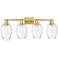Preston 36"W 4 Light Brushed Brass Bath Light With Flute Clear Shade