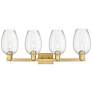 2_Preston 36"W 4 Light Brushed Brass Bath Light With Flute Clear Shade more views