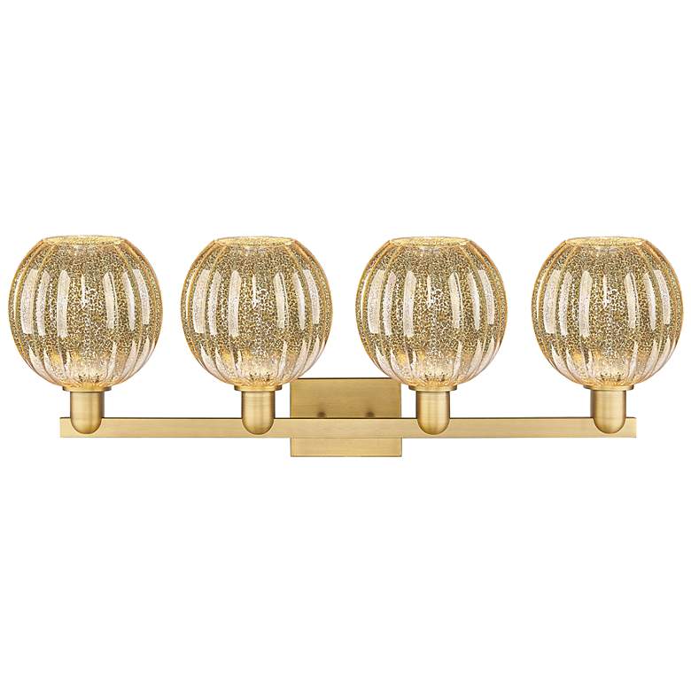 Image 2 Preston 36"W 4 Light Brushed Brass Bath Light With Mercury Globe Shade more views