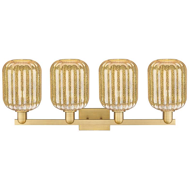 Image 2 Preston 36"W 4 Light Brushed Brass Bath Light With Mercury Jar Shade more views