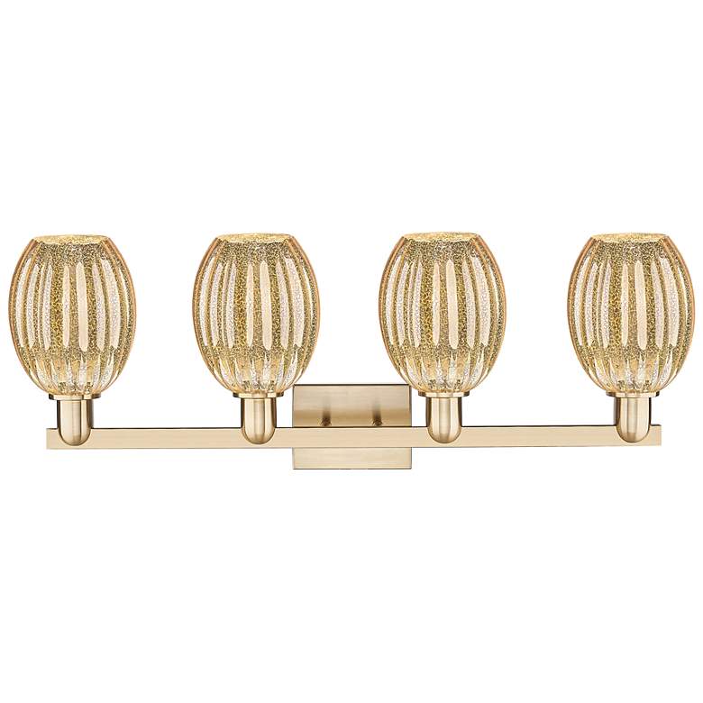 Image 2 Preston 36"W 4 Light Champagne Bath Light With Bell Mercury Shade more views