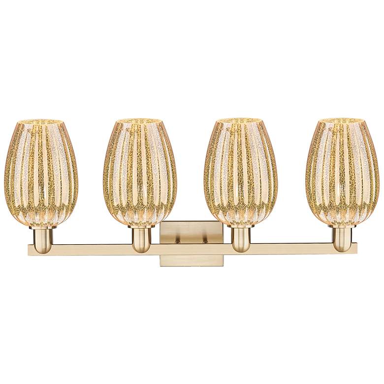 Image 2 Preston 36"W 4 Light Champagne Bath Light With Mercury Flute Shade more views