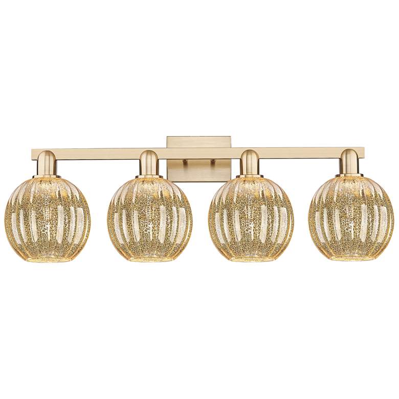 Image 1 Preston 36"W 4 Light Champagne Bath Light With Mercury Globe Shade