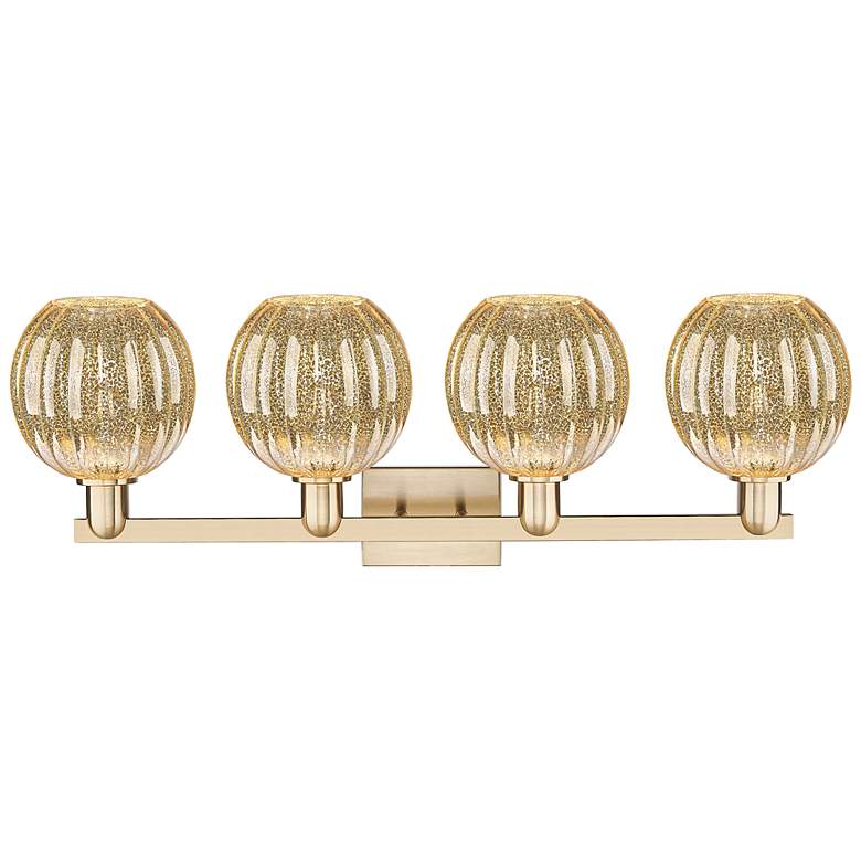 Image 2 Preston 36"W 4 Light Champagne Bath Light With Mercury Globe Shade more views