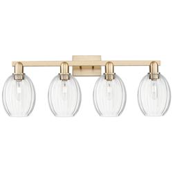 Preston 36"W 4 Light Champagne Bronze Bath Light With Bell Clear Shade