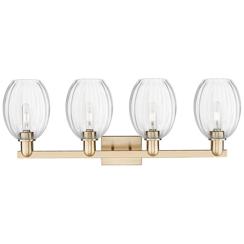 Image 2 Preston 36"W 4 Light Champagne Bronze Bath Light With Bell Clear Shade more views