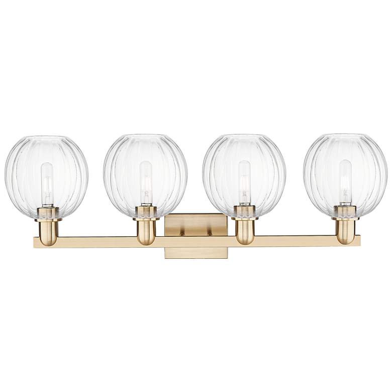 Image 2 Preston 36"W 4 Light Champagne Bronze Bath Light With Clear Globe Shade more views