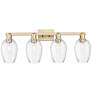1_Preston 36"W 4 Light Champagne Bronze Bath Light With Flute Clear Shade