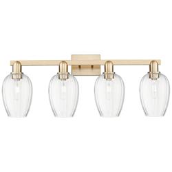 Preston 36"W 4 Light Champagne Bronze Bath Light With Flute Clear Shade
