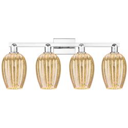 Preston 36"W 4 Light Chrome Bath Light With Mercury Flute Shade