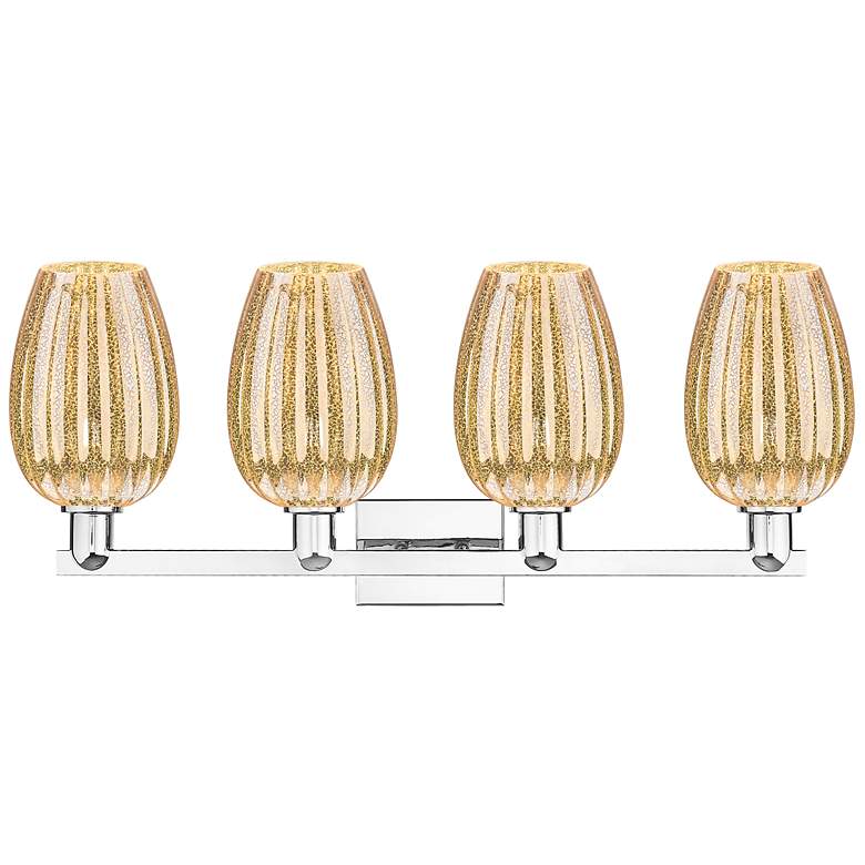 Image 2 Preston 36"W 4 Light Chrome Bath Light With Mercury Flute Shade more views