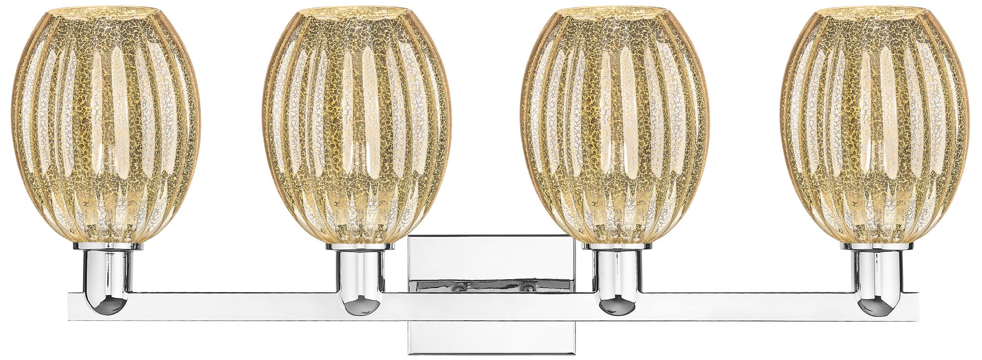 Image 2 Preston 36"W 4 Light Chrome Bath Vanity Light With Bell Mercury Shade more views