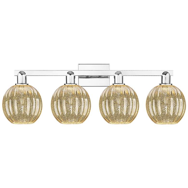 Image 1 Preston 36"W 4 Light Chrome Bath Vanity Light With Globe Mercury Shade