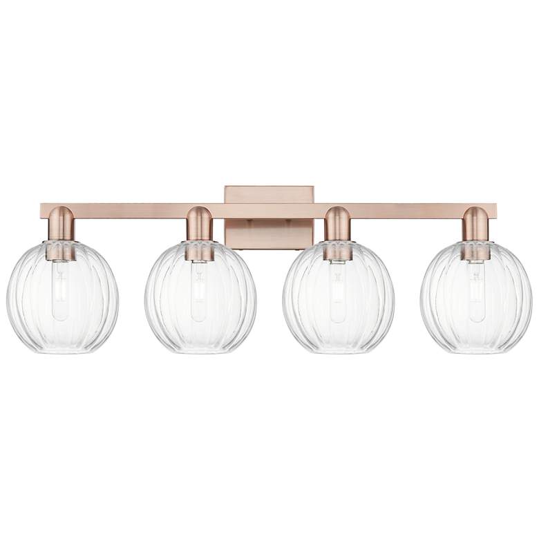 Image 1 Preston 36"W 4 Light Copper Bath Vanity Light w/ Globe Clear Shade