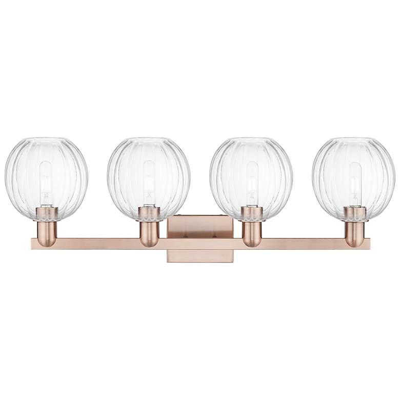 Image 2 Preston 36"W 4 Light Copper Bath Vanity Light w/ Globe Clear Shade more views