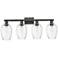Preston 36"W 4 Light Matte Black Bath Light With Flute Clear Shade