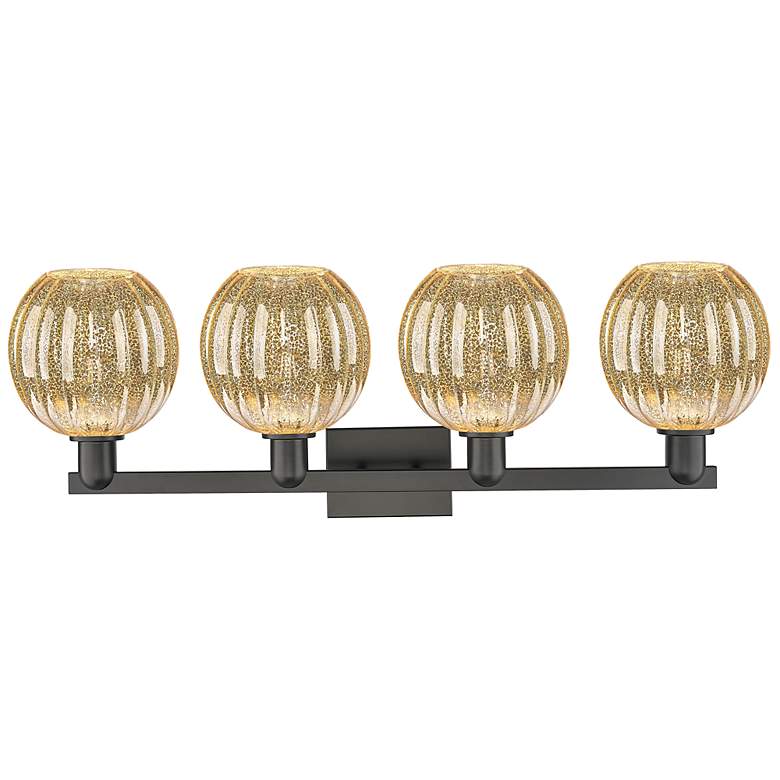 Image 2 Preston 36"W 4 Light Matte Black Bath Light With Mercury Globe Shade more views