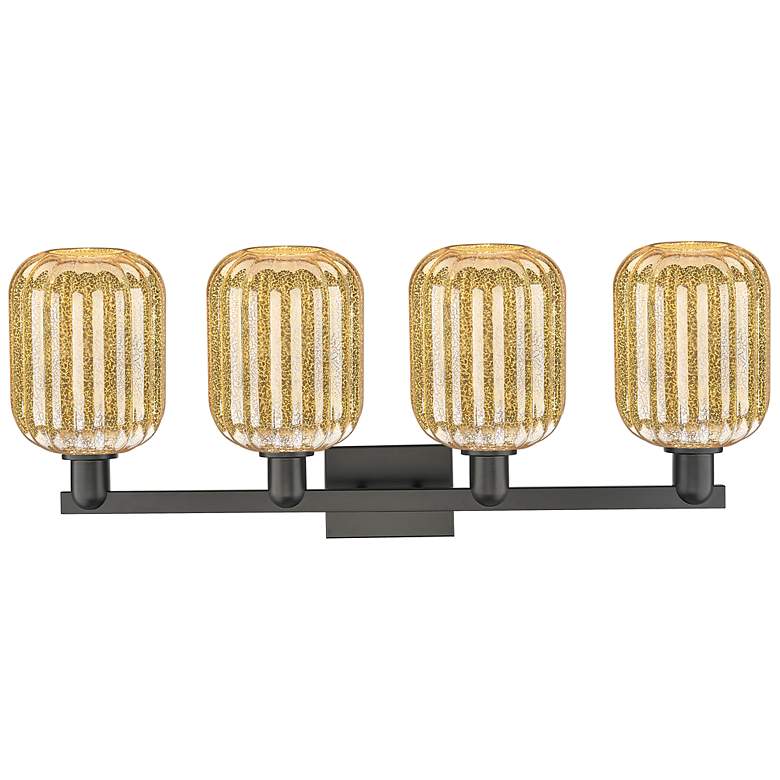 Image 2 Preston 36"W 4 Light Matte Black Bath Light With Mercury Jar Shade more views