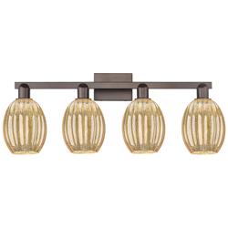 Preston 36"W 4 Light Oil Rubbed Bronze Bath Light w/ Bell Mercury Shade