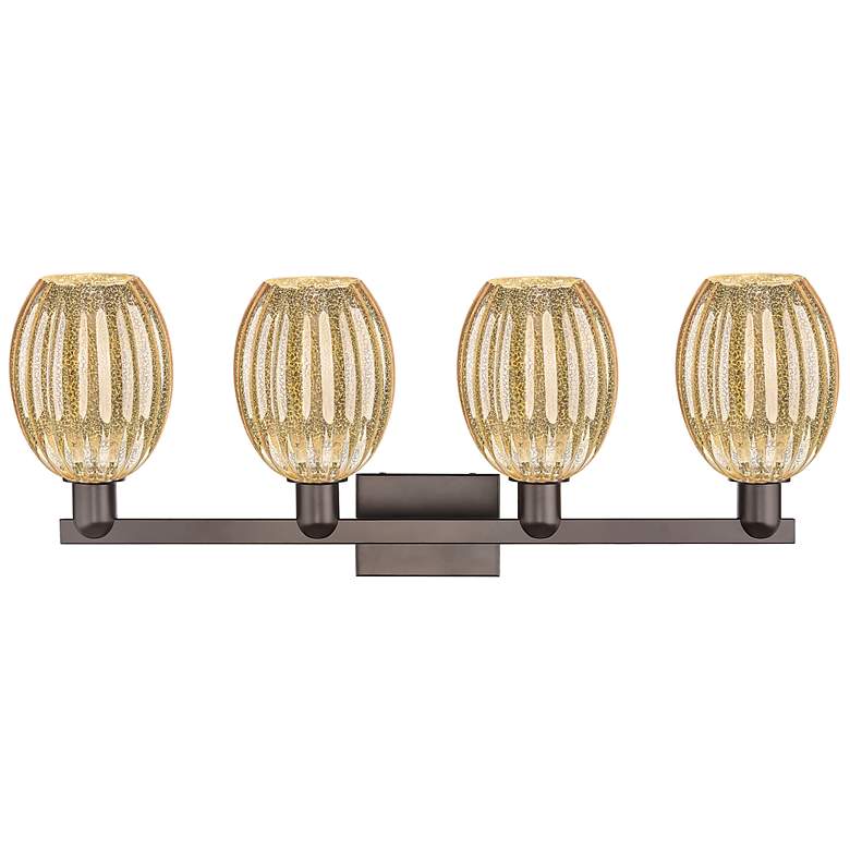 Image 2 Preston 36"W 4 Light Oil Rubbed Bronze Bath Light w/ Bell Mercury Shade more views