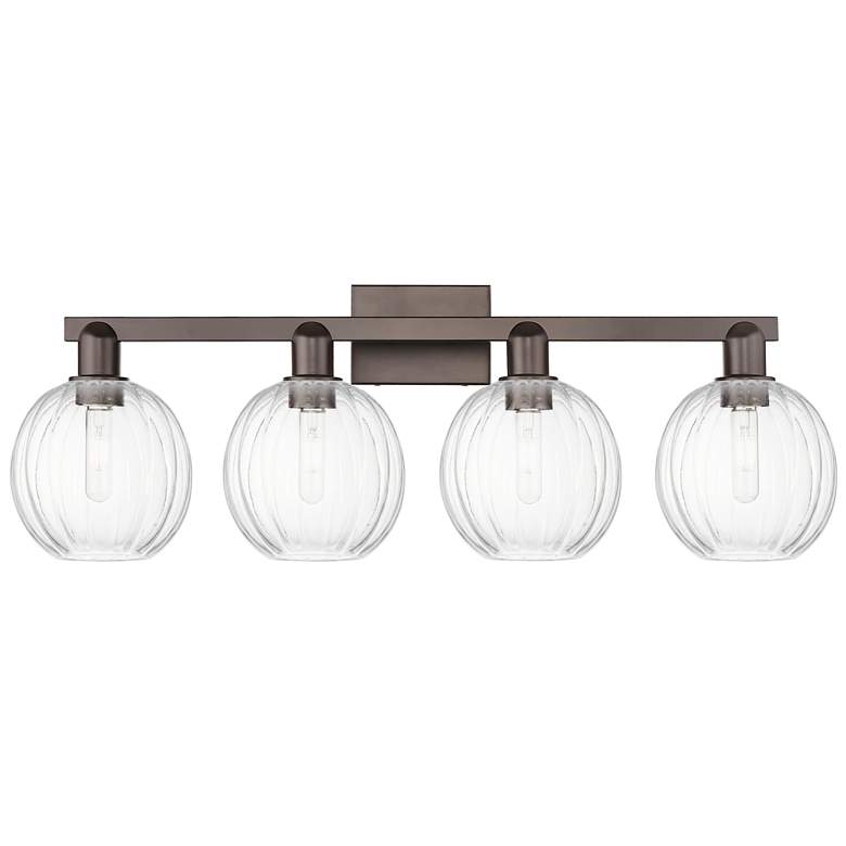 Image 1 Preston 36"W 4 Light Oil Rubbed Bronze Bath Light w/ Clear Globe Shade