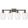1_Preston 36"W 4 Light Oil Rubbed Bronze Bath Light w/ Flute Clear Shade