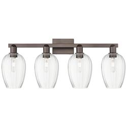 Preston 36"W 4 Light Oil Rubbed Bronze Bath Light w/ Flute Clear Shade