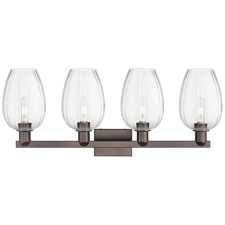 Image 2 Preston 36"W 4 Light Oil Rubbed Bronze Bath Light w/ Flute Clear Shade more views